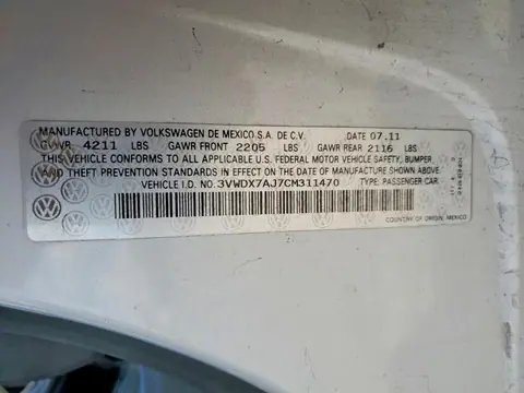 2012 VOLKSWAGEN JETTA VIN 3VWDX7AJ7CM311470 фото 12
