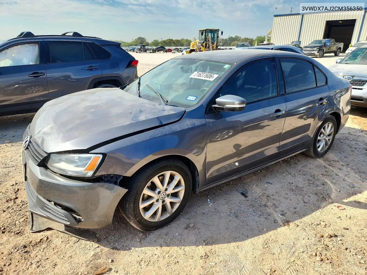 2012 Volkswagen Jetta Se VIN 3VWDX7AJ2CM356350 фото 1