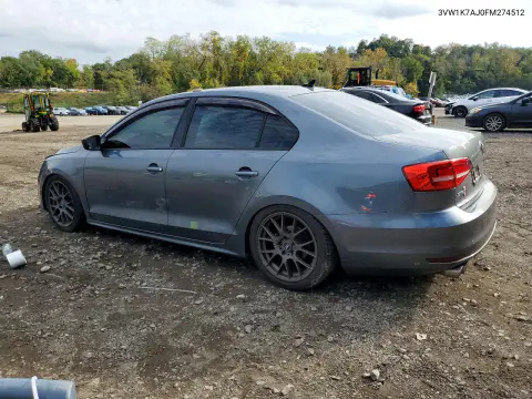 2015 Volkswagen Jetta Base VIN 3VW1K7AJ0FM274512 фото 2