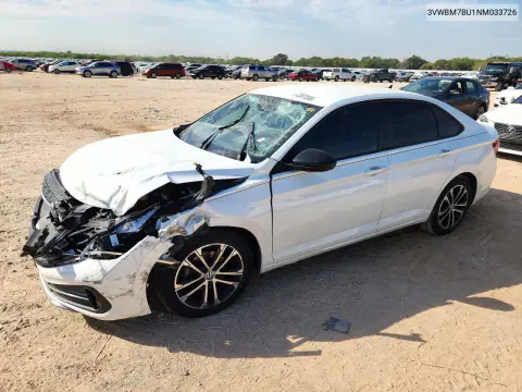 3VWBM7BU1NM033726 — 2022 Volkswagen Jetta, Передняя часть, фото до ремонта