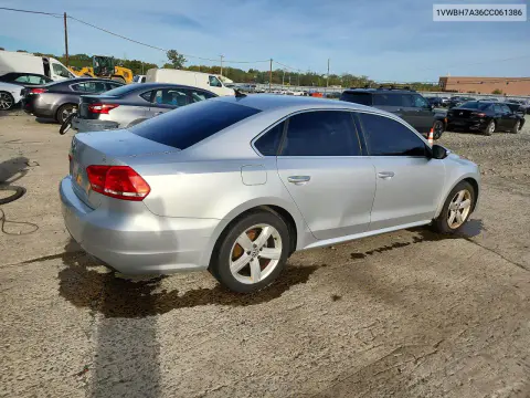 2012 Volkswagen Passat Se VIN 1VWBH7A36CC061386 фото 3