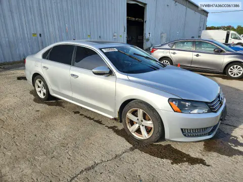 2012 Volkswagen Passat Se VIN 1VWBH7A36CC061386 фото 4