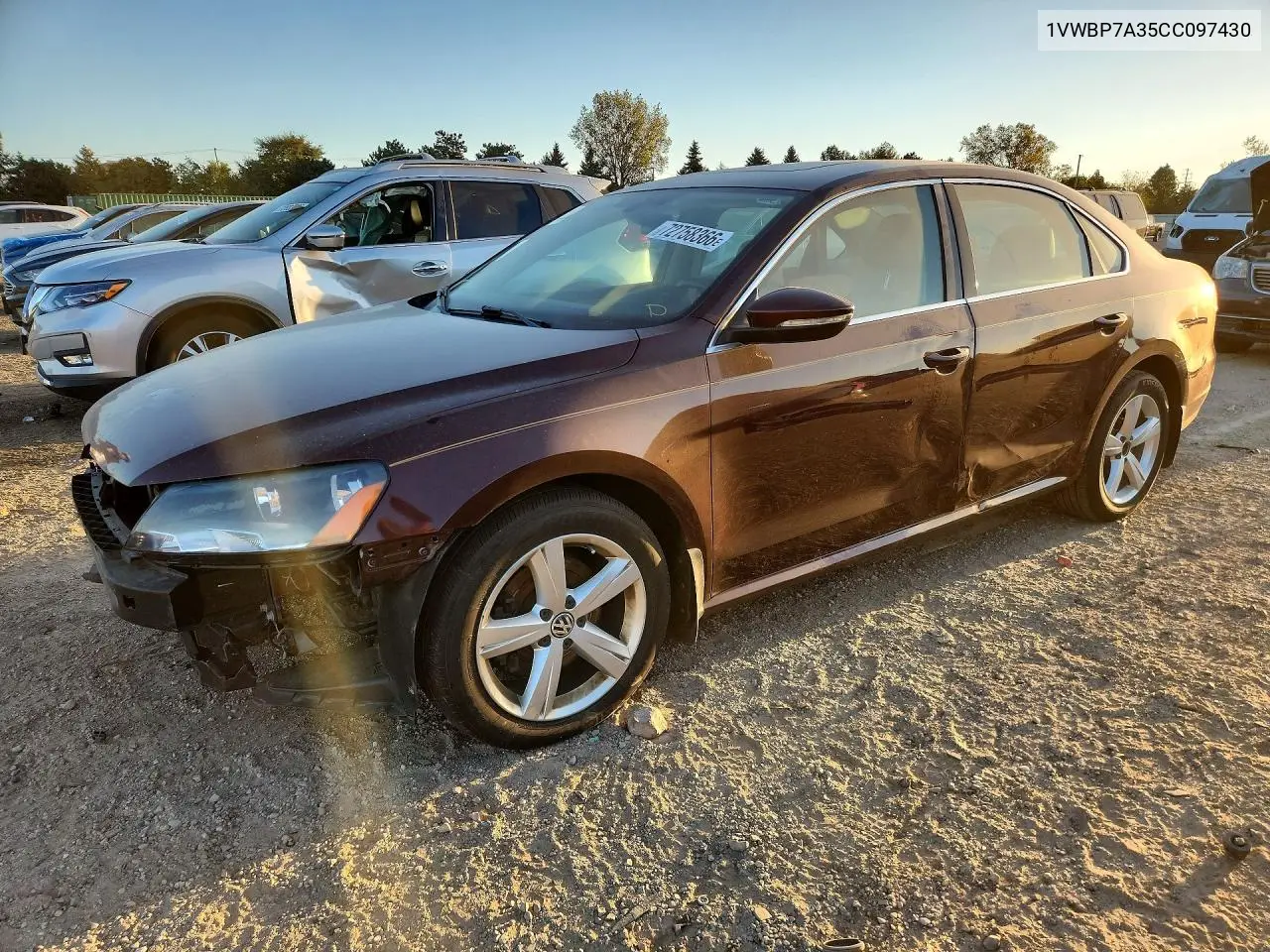 1VWBP7A35CC097430 Volkswagen Passat 2012 — повреждение Передняя часть, фото до ремонта