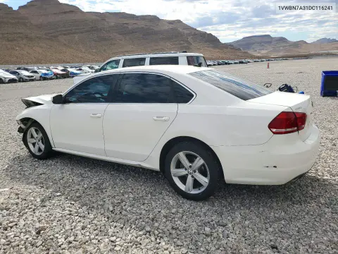 2013 Volkswagen Passat Se VIN 1VWBN7A31DC116241 фото 2
