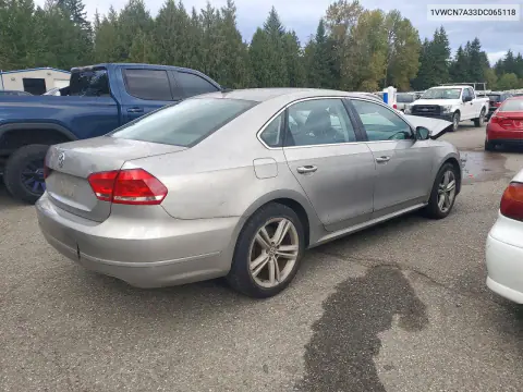 2013 Volkswagen Passat Sel VIN 1VWCN7A33DC065118 фото 3