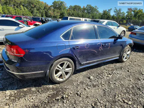 2015 Volkswagen Passat Se VIN 1VWBT7A33FC026923 фото 3