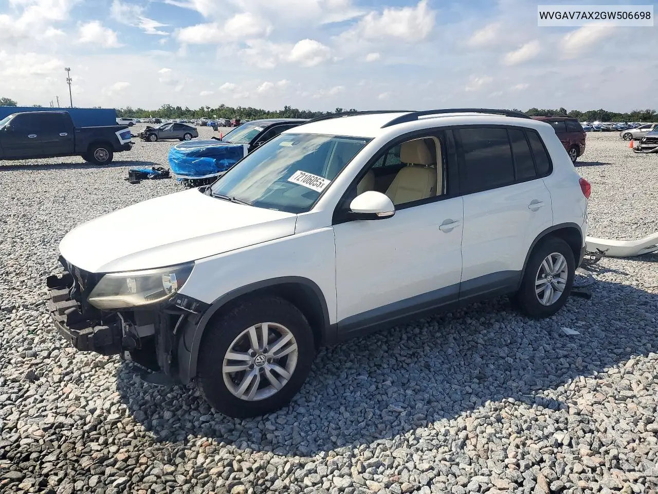2016 Volkswagen Tiguan S VIN WVGAV7AX2GW506698 фото 1