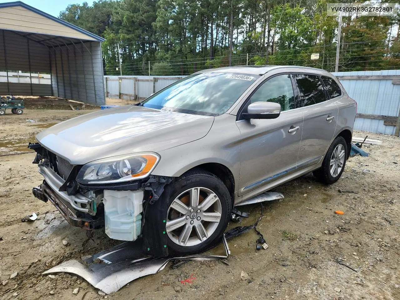 YV4902RK3G2782801 Volvo XC60 2016 — повреждение Передняя часть, фото до ремонта
