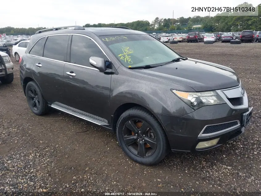 2HNYD2H67BH510348 — 2011 Acura MDX, фото 2 с аукциона IAAI, Естественный износ