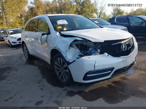 5FRYD4H60GB013722 — 2016 Acura MDX, Передняя часть, фото до ремонта