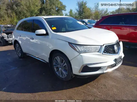 2017 Acura Mdx Technology Package VIN 5FRYD4H57HB028890 фото 2