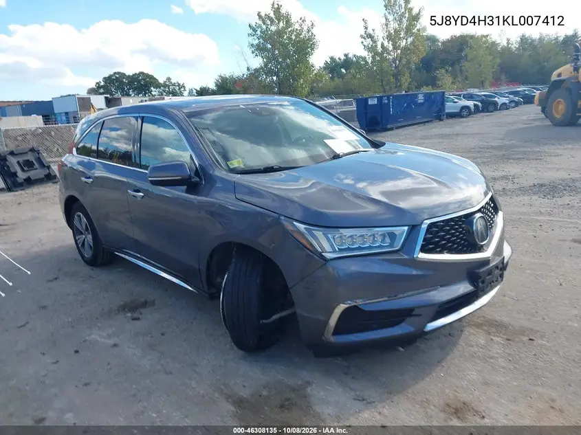 2019 Acura Mdx Standard VIN 5J8YD4H31KL007412 фото 2
