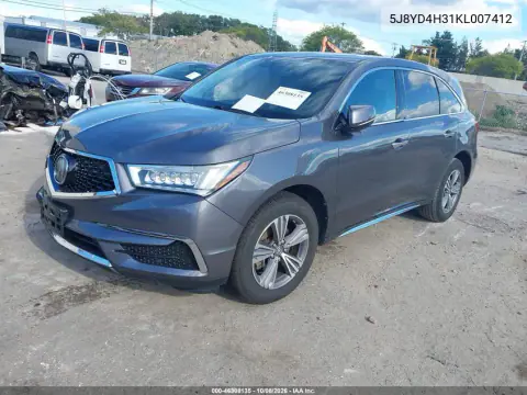 2019 Acura Mdx Standard VIN 5J8YD4H31KL007412 фото 3