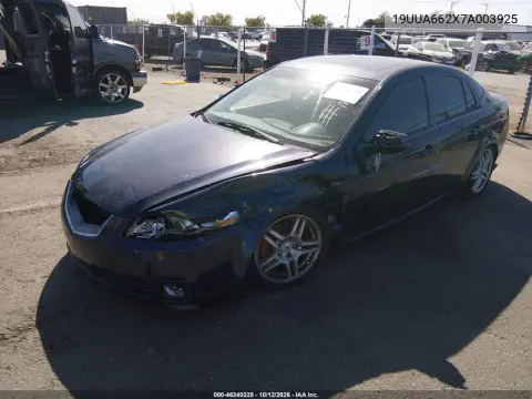 2007 Acura Tl 3.2 VIN 19UUA662X7A003925 фото 3