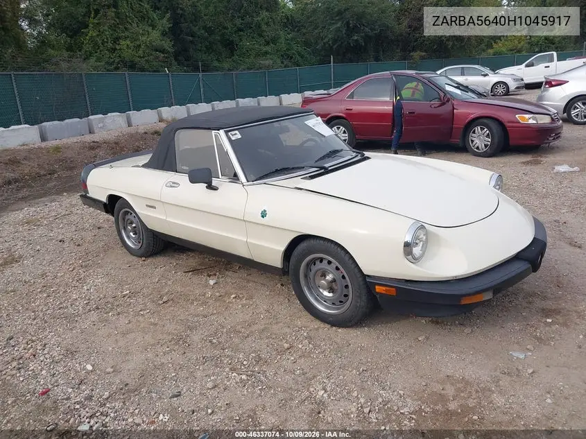 1987 Alfa Romeo Spider Graduate VIN ZARBA5640H1045917 фото 1