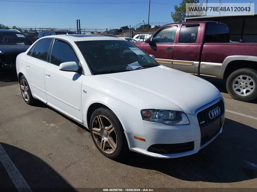 2008 Audi A4 2.0T/2.0T Special Edition VIN WAUAF78E48A120043 фото 2
