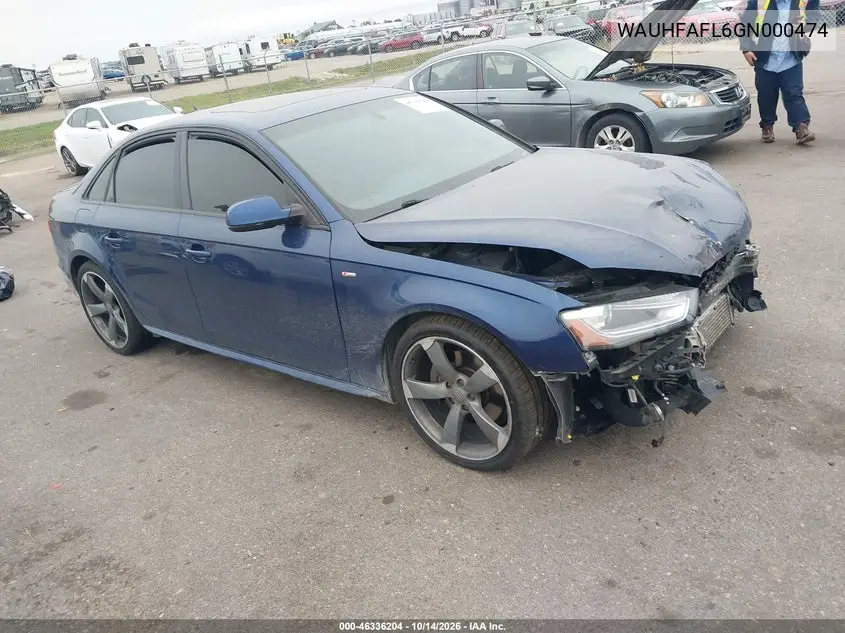 WAUHFAFL6GN000474 Audi A4 2016 — повреждение Передняя часть, фото до ремонта