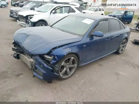 WAUHFAFL6GN000474 — 2016 Audi A4, фото 2 с аукциона IAAI, Передняя часть