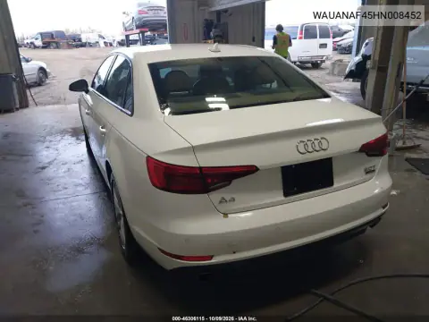 2017 Audi A4 2.0T Premium VIN WAUANAF45HN008452 фото 3