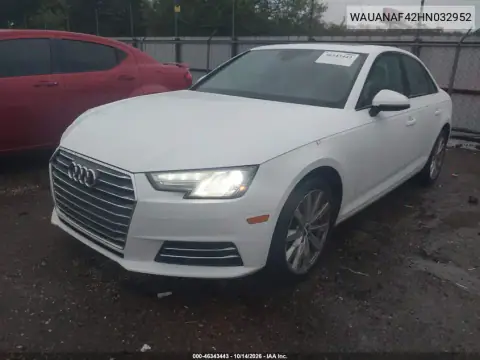 WAUANAF42HN032952 — 2017 Audi A4, фото 3 с аукциона IAAI, Передняя часть