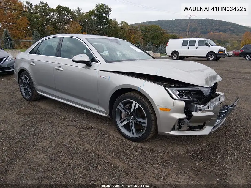 WAUENAF41HN034225 — 2017 Audi A4, фото 2 с аукциона IAAI, Передняя часть