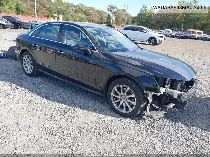 2021 Audi A4 Premium 40 Tfsi Quattro S Tronic VIN WAUABAF48MA026566 фото 2