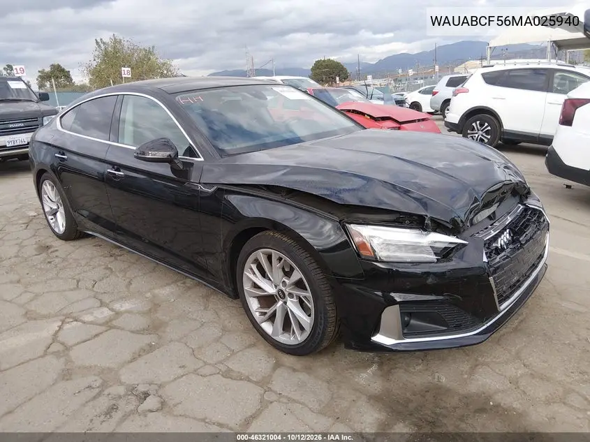 2021 Audi A5 Sportback Premium 40 Tfsi Quattro S Tronic VIN WAUABCF56MA025940 фото 2
