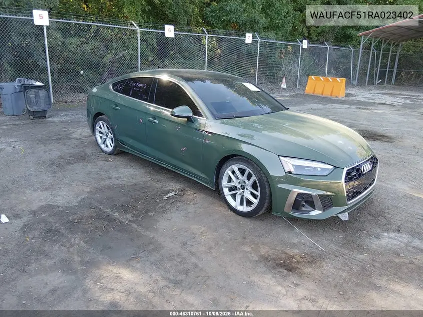 2024 Audi A5 Sportback Premium Plus 45 Tfsi Quattro S Tronic VIN WAUFACF51RA023402 фото 2