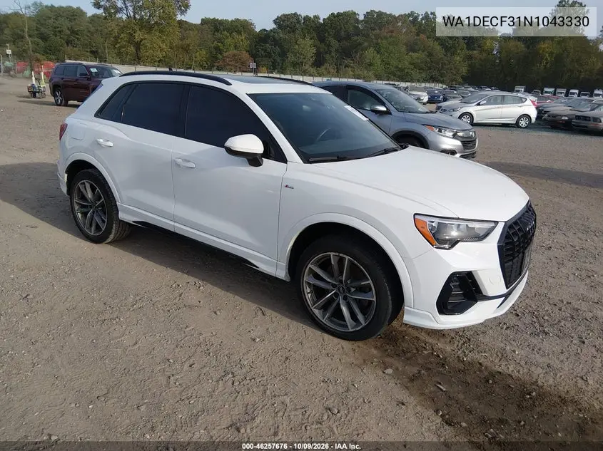2022 Audi Q3 Premium 45 Tfsi S Line Quattro Tiptronic VIN WA1DECF31N1043330 фото 1