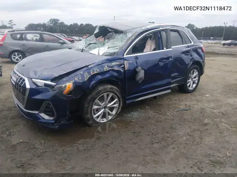 2022 Audi Q3 Premium 45 Tfsi S Line Quattro Tiptronic VIN WA1DECF32N1118472 фото 3
