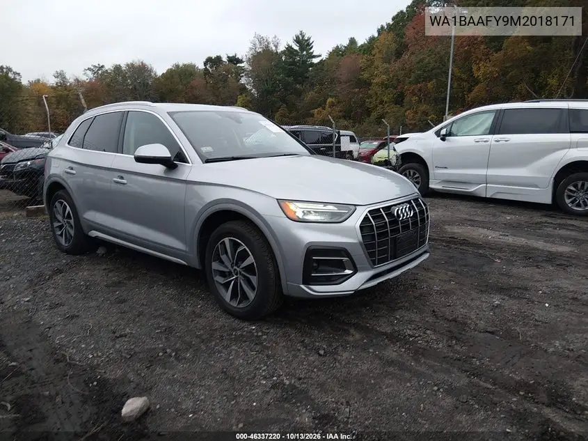 2021 Audi Q5 Premium Plus 45 Tfsi Quattro S Tronic VIN WA1BAAFY9M2018171 фото 2