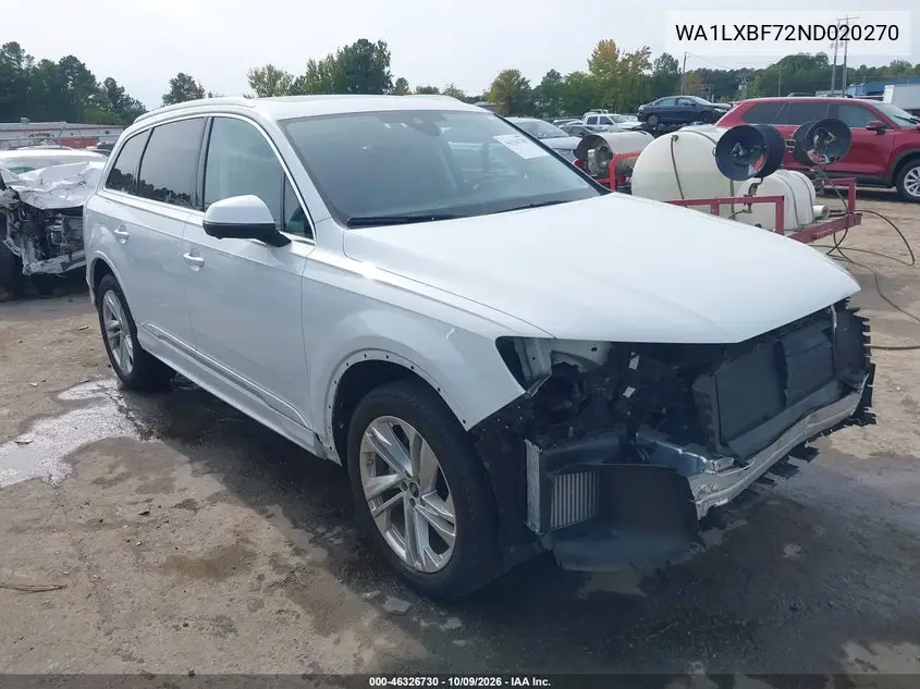 2022 Audi Q7 Premium Plus 55 Tfsi Quattro Tiptronic VIN WA1LXBF72ND020270 фото 2