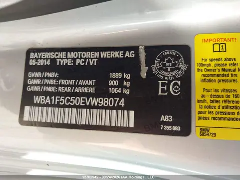 2014 BMW 228I VIN WBA1F5C50EVW98074 фото 9