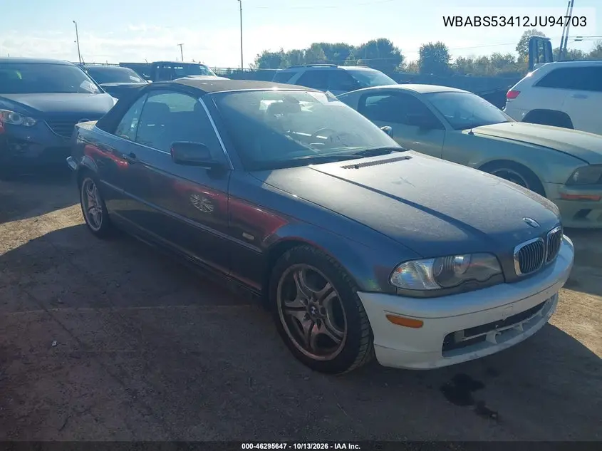 WBABS53412JU94703 — 2002 BMW 3ER, фото 2 с аукциона IAAI, Естественный износ