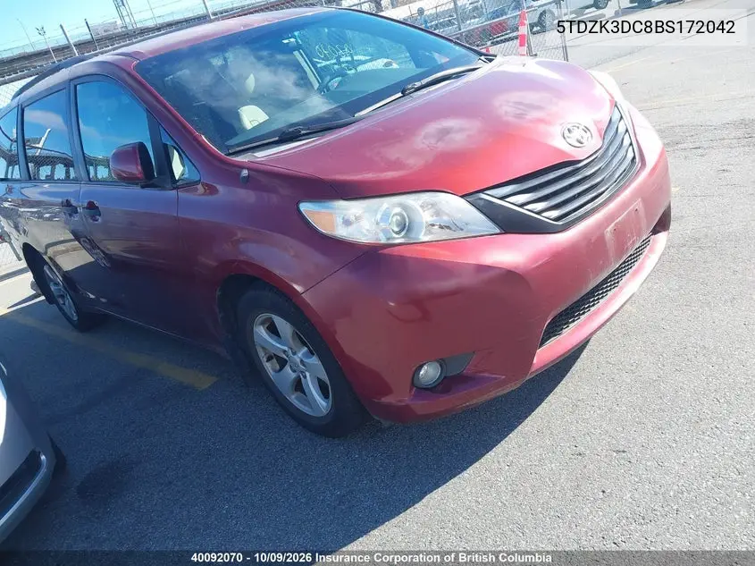 2011 Toyota Sienna V6 7 Passenger VIN 5TDZK3DC8BS172042 фото 2