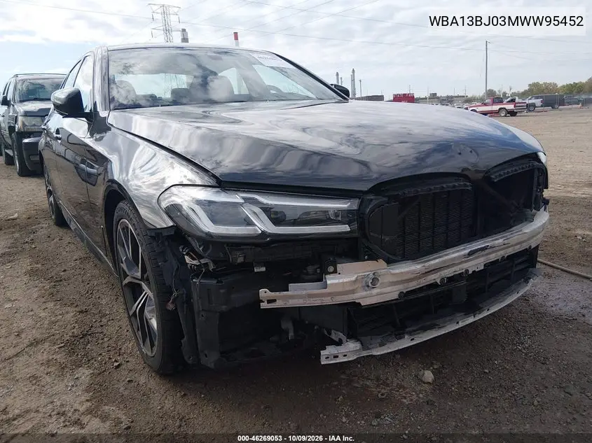 2021 BMW 530I xDrive VIN WBA13BJ03MWW95452 фото 2