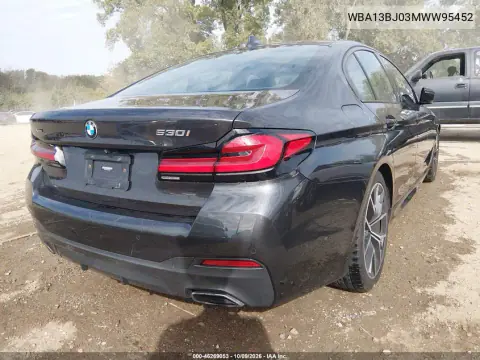 2021 BMW 530I xDrive VIN WBA13BJ03MWW95452 фото 5