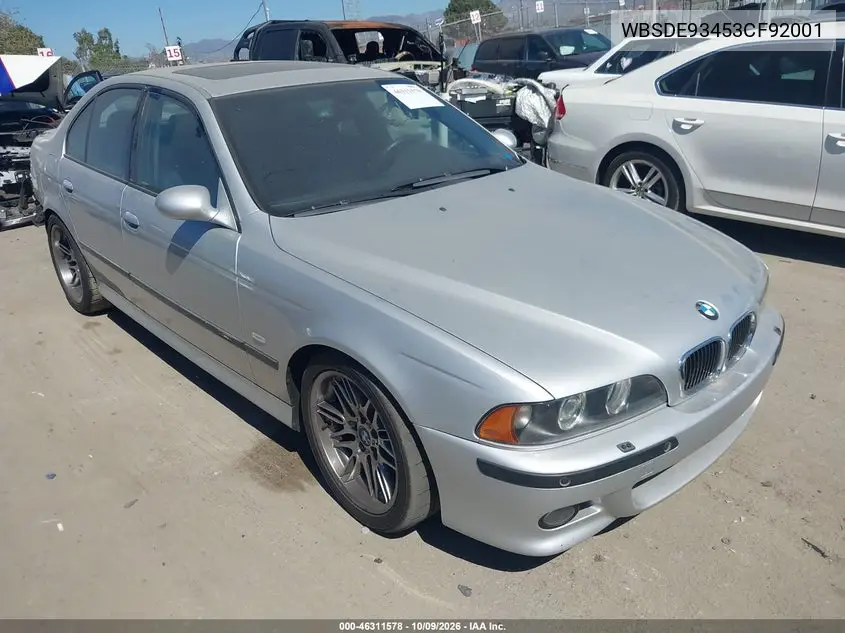 2003 BMW M5 VIN WBSDE93453CF92001 фото 1
