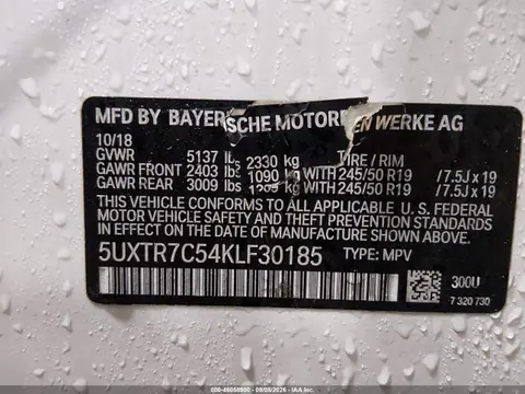 2019 BMW X3 Sdrive30i VIN 5UXTR7C54KLF30185 фото 9