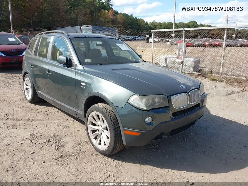 2008 BMW X3 3.0Si VIN WBXPC93478WJ08183 фото 2