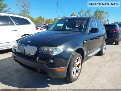 2009 BMW X3 xDrive30I VIN WBXPC93449WJ26724 фото 3