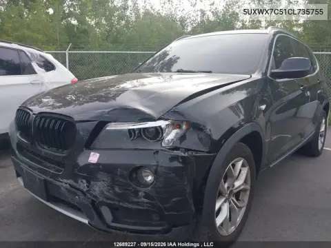 2012 BMW X3 xDrive35I VIN 5UXWX7C51CL735755 фото 3