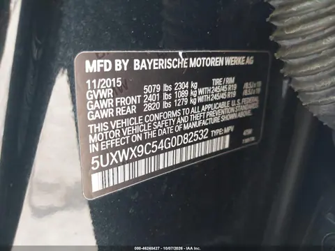2016 BMW X3 xDrive28I VIN 5UXWX9C54G0D82532 фото 10
