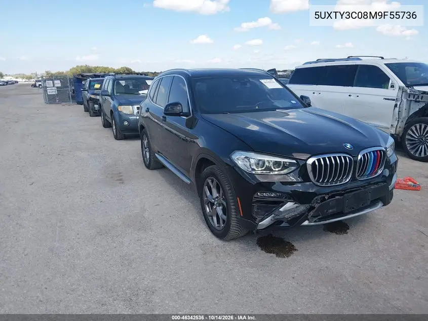 5UXTY3C08M9F55736 — 2021 BMW X3, фото 2 с аукциона IAAI, Передняя часть