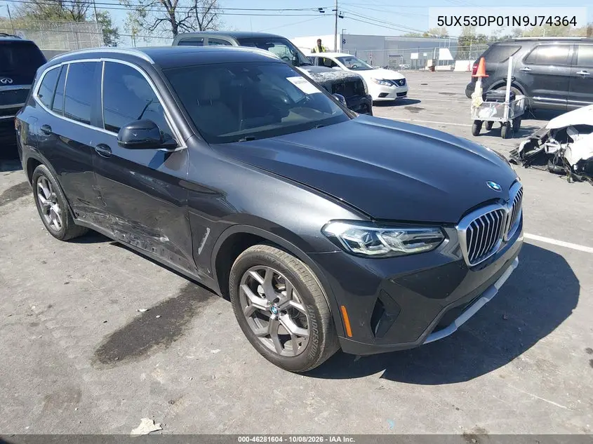 2022 BMW X3 xDrive30I VIN 5UX53DP01N9J74364 фото 2