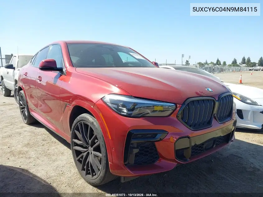 5UXCY6C04N9M84115 — 2022 BMW X6, фото 2 с аукциона IAAI, Боковая часть