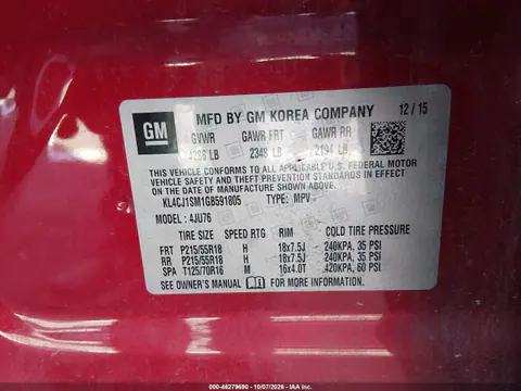 2016 Buick Encore Sport Touring VIN KL4CJ1SM1GB591805 фото 10