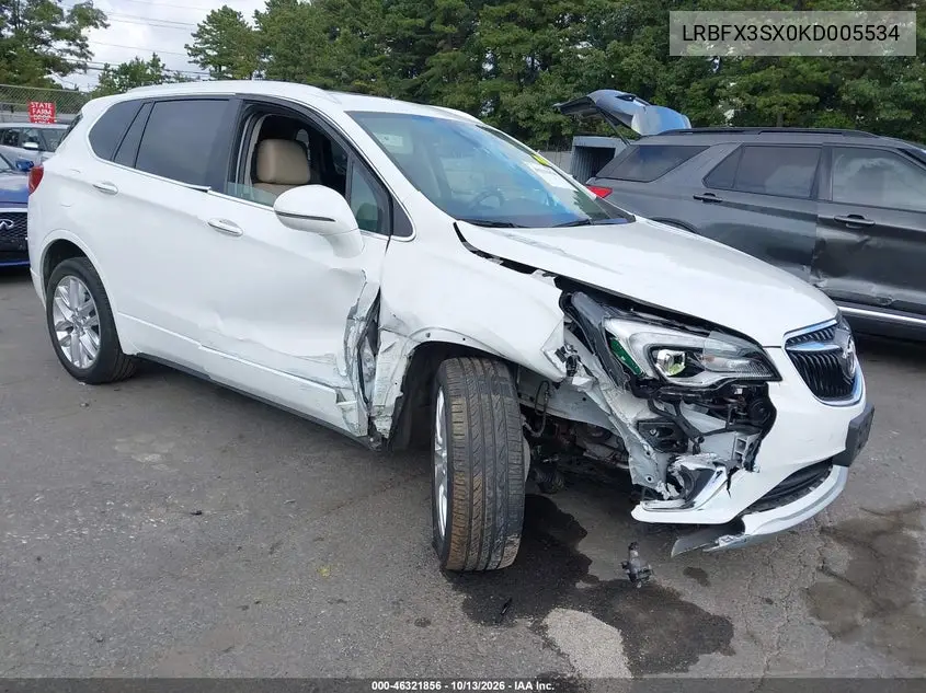 LRBFX3SX0KD005534 — 2019 Buick Envision, фото 2 с аукциона IAAI, Передняя часть