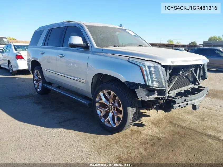 1GYS4CKJ1GR481316 Cadillac Escalade 2016 — повреждение Передняя часть, фото до ремонта