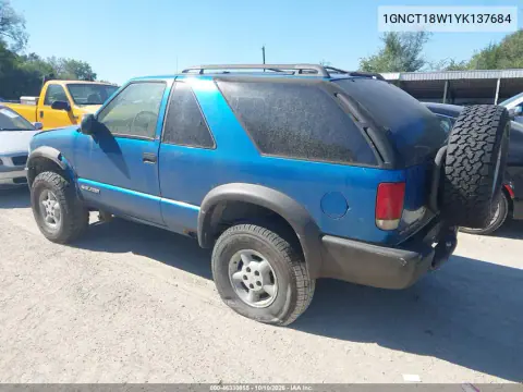 2000 Chevrolet Blazer Ls VIN 1GNCT18W1YK137684 фото 3
